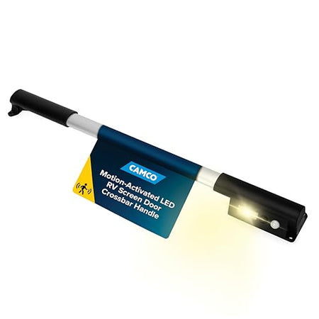 CAMCO 42330 RV Screen Door Crossbar Handle with Motion-Activated LED Light product image