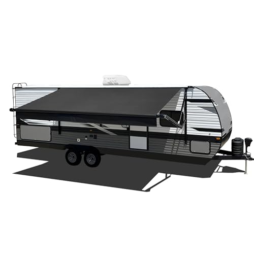 VELARIUM VC16000000 16' RV Vinyl Canopy, Black – Heavy-Duty 13.5oz 3-Ply Material, Cold... product image