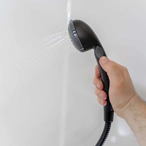 Dura Faucet Dura Faucet DF-SA400-MB RV Hand Held Shower Wand, Water Saving Trickle Switch (Matte Black) - Outdoor Depot
