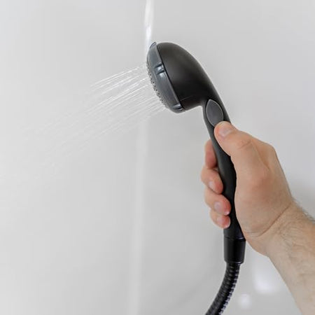 Dura Faucet Dura Faucet DF-SA400-MB RV Hand Held Shower Wand, Water Saving Trickle Switch (Matte Black) - Outdoor Depot