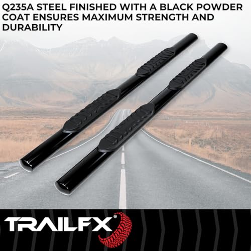 Trailfx TrailFX Nerf Bars for Ford F-150 SuperCrew 2015-2025 Black Steel 4 Inch Oval Straight Side Steps - Outdoor Depot