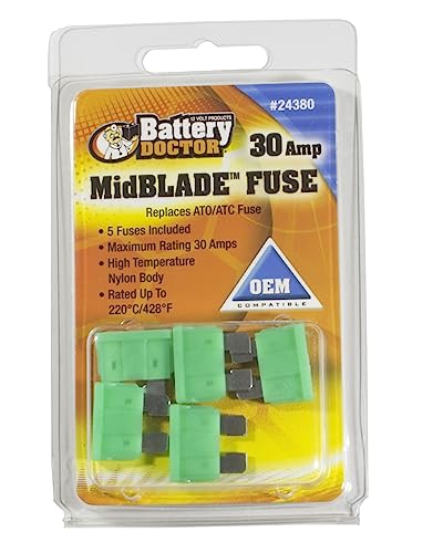 WIRTHCO 24380 Battery Doctor 30 Amp MidBlade Fuse, 5 Pack product image