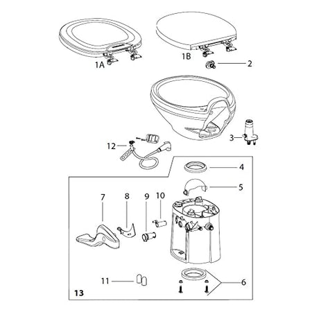 DAVE CARTER 34125 Thetford  Nozzle for Aqua-Magic Style II Toilets - Bone product image
