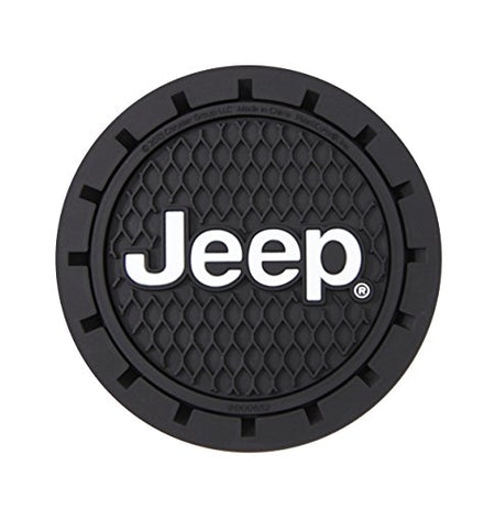PLASTICOLOR 000652R01 Jeep Logo Auto Car Truck SUV Cup Holder Coaster 2-Pack , Black product image