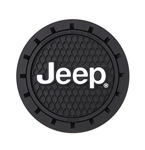 PLASTICOLOR 000652R01 Jeep Logo Auto Car Truck SUV Cup Holder Coaster 2-Pack , Black product image