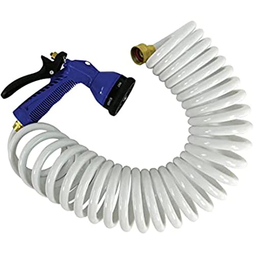 WHITECAP IND P-0440 P0440 WHITE COILED HOSE W/NOZZLE - 15' product image