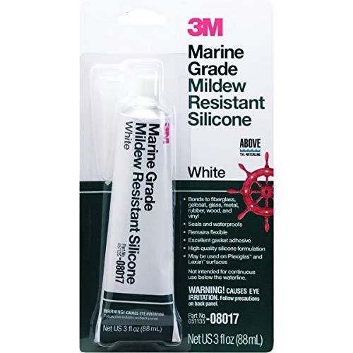 3M 00051135080177 Marine Grade Silicone Sealant, PN08017, White, 3 oz Tube product image
