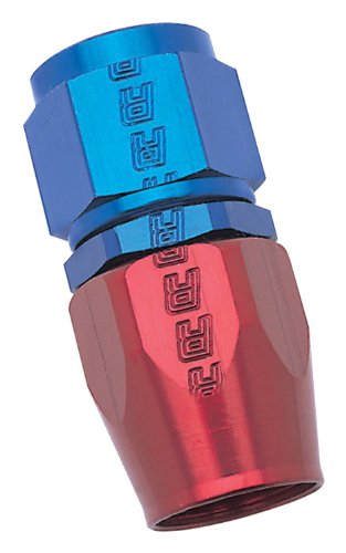 RUSSELL/EDEL 610020 Red/Blue Anodized Aluminum -6AN Straight Hose End product image