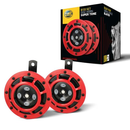 HELLA 3AG 003 399-911 Supertone 12V Horn Set, 118dB, Low and High Tone (280Hz/350Hz), Red... product image
