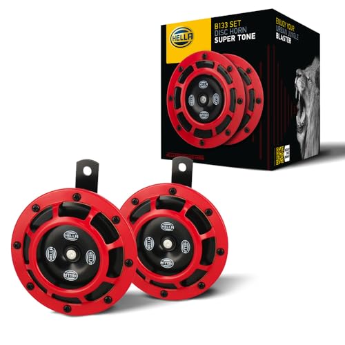 HELLA 3AG 003 399-911 Supertone 12V Horn Set, 118dB, Low and High Tone (280Hz/350Hz), Red... product image