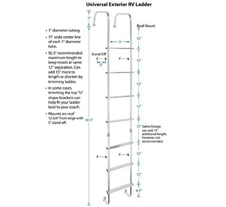 STROMBER 0139.2100 g Carlson LA-401 Universal Exterior RV Ladder, Heavy-Duty Rear Ladd... - view 4
