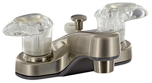 VALTERRA LLC PF222441 Bathroom Diverter Faucet, 4IN, 2 Lever, 1/4 Turn, Plastic, Brushed NIC product image