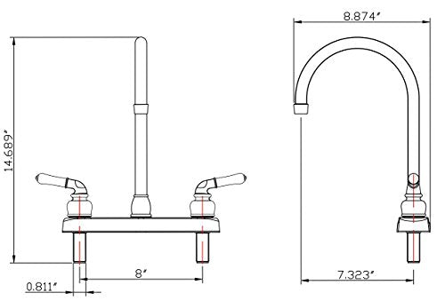 Dura Faucet Dura Faucet DF-PK330HLH-SN RV Elegant J-Spout Swivel Kitchen Sink Faucet, Two Handle (Brushed - Outdoor Depot