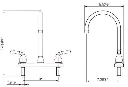 Dura Faucet Dura Faucet DF-PK330HLH-SN RV Elegant J-Spout Swivel Kitchen Sink Faucet, Two Handle (Brushed - Outdoor Depot
