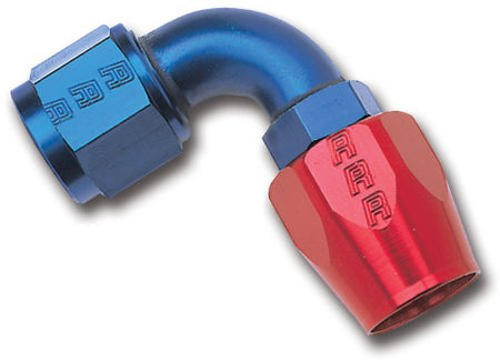 RUSSELL/EDEL 610170 Red/Blue Anodized Aluminum -8AN 90-Degree Hose End product image