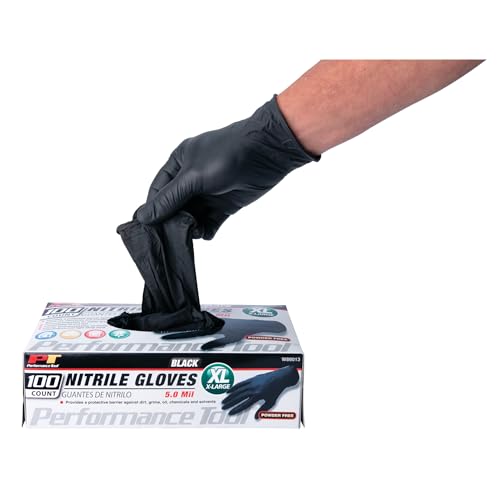 Performance Tool Performance Tool W89013 Black Nitrile Gloves | Disposable, Powder Free, latex rubber free, - Outdoor Depot