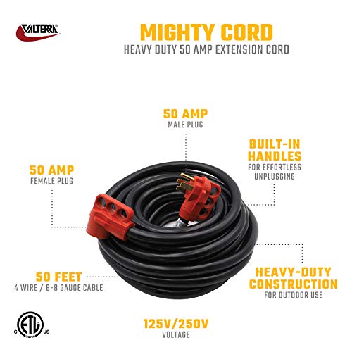 VALTERRA LLC A10-5050EH Valterra  Mighty Cord RV 50-Amp Extension Cord, 50 ft., Red - view 13