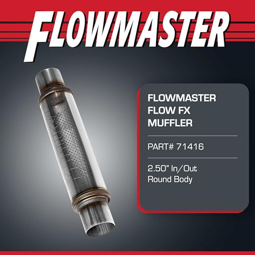 Flowmaster Flowmaster Flow FX Chambered Muffler – 2.50” Center In / 2.50” Center Out – Round Body – Moderate - Outdoor Depot