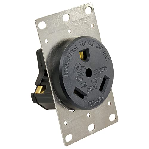 JR PRODUCTS 15075 30 Amp Receptacle with Mounting Plate product image