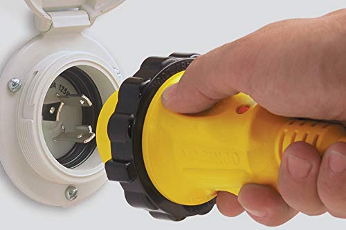 Marinco ParkPower by Marinco 25SPP.RV 30 Amp 125V Swivel Handle RV Power Cord, Yellow, 25' - Outdoor Depot