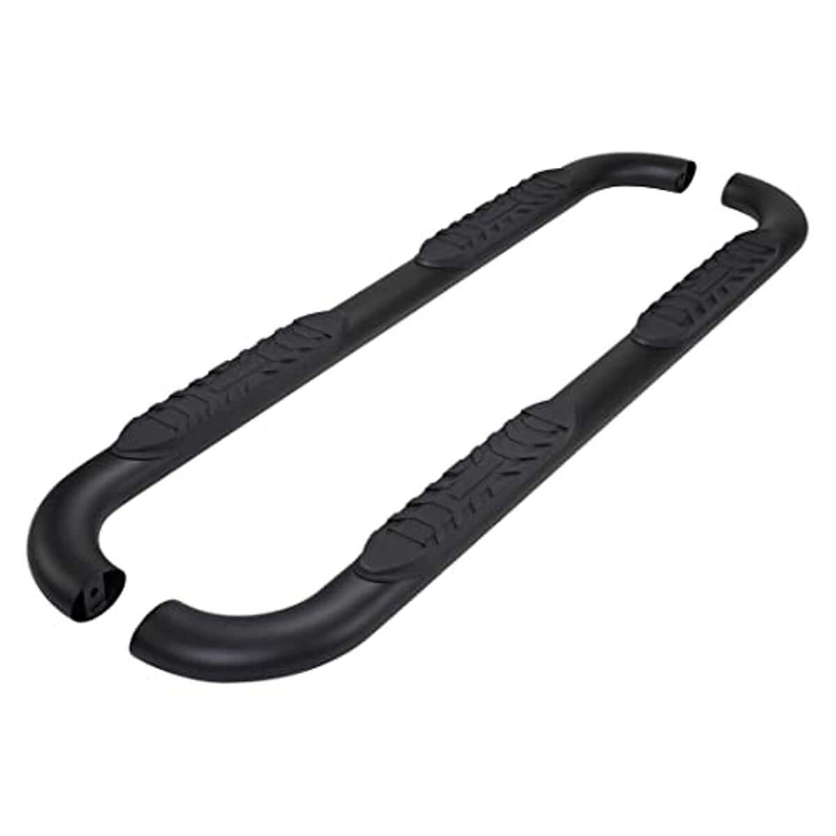 Trailfx TrailFX Truck Side Step Bars 4 Inch Oval Bent Nerf Bar Side Steps with Step Pads Titanium Black - Outdoor Depot