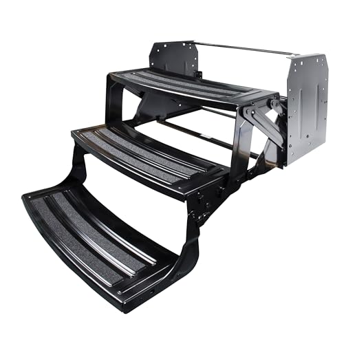 LIPPERT COMP 432690 Lippert 24 Radius Triple Manual RV Steps, 9 Rise for 5th Wheel RVs,... product image