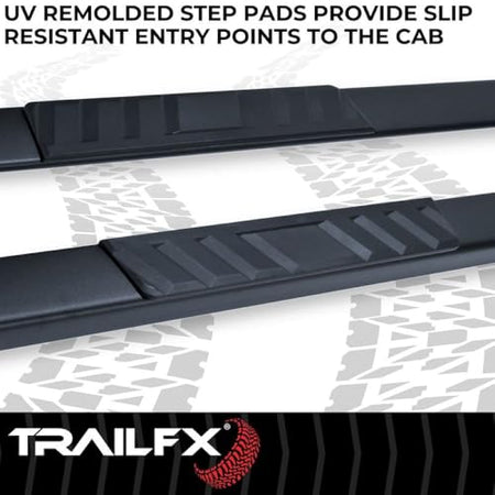 Trailfx Trailfx Side Step Bars Fits 2009–2010 Dodge Ram 1500 4 Inch Trapezoid Straight Side Steps with Step - Outdoor Depot