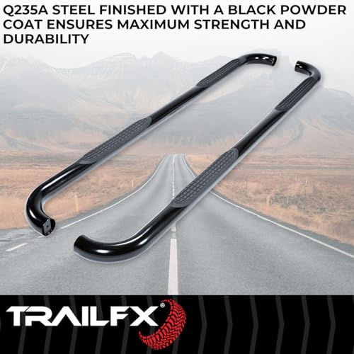 Trailfx TrailFX Nerf Bar Side Steps fits Ram 1500 Quad Cab 2011-2018 Black Powder Coated Steel 3-Inch Round - Outdoor Depot