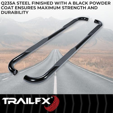Trailfx TrailFX Nerf Bar Side Steps fits Ram 1500 Quad Cab 2011-2018 Black Powder Coated Steel 3-Inch Round - Outdoor Depot