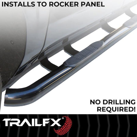 Trailfx TrailFX Nerf Bar Side Steps Fits Chevrolet Silverado 1500 1999-2018 Black Powder Coated Steel 3-Inch - Outdoor Depot