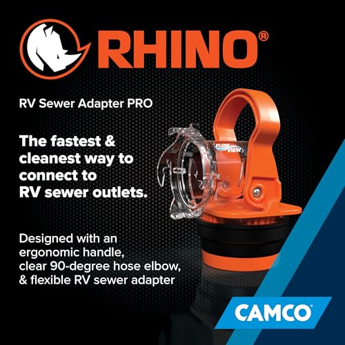 Camco Camco Rhino RV Sewer Adapter PRO - Clear Sewer Hose Elbow with Drain Lock Adapter - Includes Ergonomic - Outdoor Depot