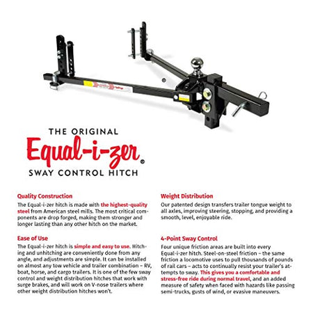 Equal-i-zer Equal-i-zer 4-point Sway Control Hitch, 90-00-1400, 14,000 Lbs Trailer Weight Rating, 1,400 Lbs - Outdoor Depot