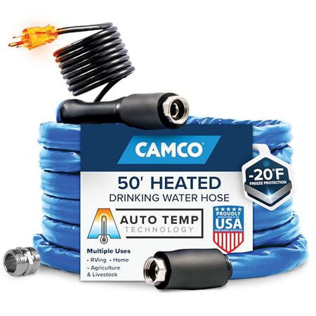 Camco Camco 50-foot Heated Water Hose for RV — Prevents Freezing Down to -20° — Certified For Drinking Water - Outdoor Depot