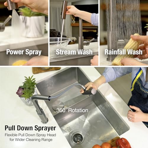 Dura Faucet Dura Faucet (DF-MK511X-MB) Rainfall RV Kitchen Faucet – Matte Black, Dual-Mode Rotating Spray - Outdoor Depot