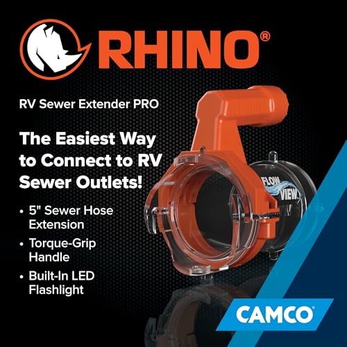 Camco Camco Rhino RV Sewer Hose Extender PRO – 5″ Sewer Hose Extension — Torque-Grip Handle with Built-in - Outdoor Depot