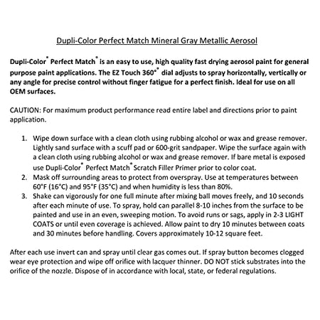 Dupli-Color Dupli-Color Perfect Match Premium Automotive Paint, Mineral Gray (M), 8 oz - Outdoor Depot
