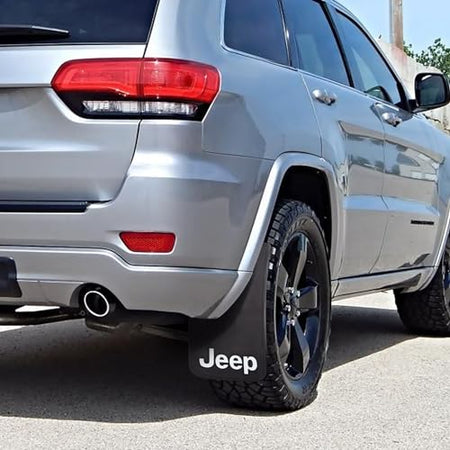 Plasticolor Plasticolor 000541R01 Jeep White Logo 11x19 Easy Fit Mud Guard - Set of 2 - Outdoor Depot