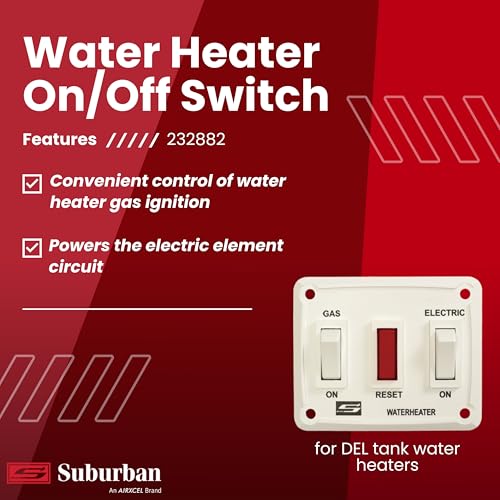 SUBURBAN MFG 232882 Suburban  DEL RV Water Heater ON/OFF Wall Switch, White - view 4