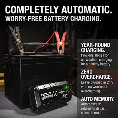 NOCO NOCO GENIUS10: 10A 6V/12V Smart Battery Charger – Automatic Maintainer, Trickle Charger & Desulfator - Outdoor Depot