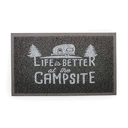 Camco Camco Life is Better at The Campsite Scrub Mat - 26.5" by 15" - Non-Slip Backing - Gray/White - 53200 - Outdoor Depot