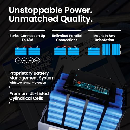 Battle Born Batteries 100Ah 12V Lithium-Ion (LiFePO4) RV, Marine, Solar, & Off Grid Battery - Internal BMS, - Outdoor-Depot.us