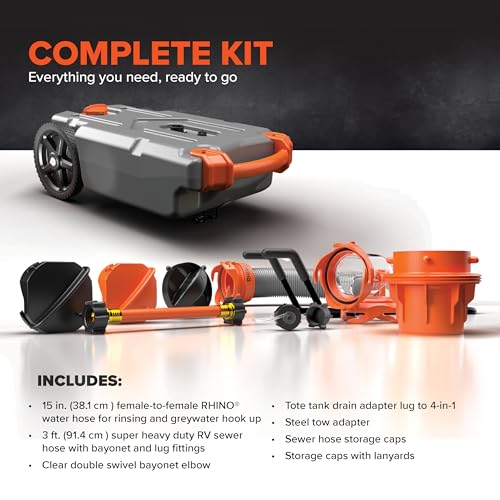 Camco Camco Rhino 15-Gallon Portable RV Tote Tank - Features Large Heavy-Duty No-Flat Wheels & Low Drain - Outdoor Depot