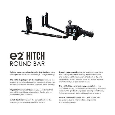 Fastway Fastway e2 2-Point Sway Control Round Bar Hitch, 94-00-0600, 6,000 Lbs Trailer Weight Rating, 600 - Outdoor Depot