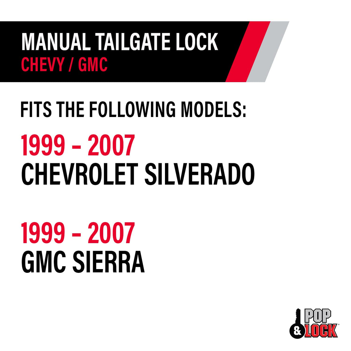 Pop & Lock Pop & Lock – Manual Tailgate Lock for Chevy Silverado and GMC Sierra, Fits 1999 to 2007 Models - Outdoor Depot