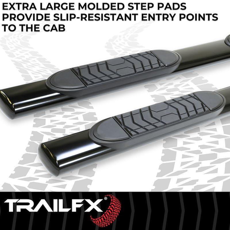 Trailfx TrailFX A7056B Truck Running Boards Fits Ram 1500 Crew Cab 2011-2018 Oval 5 Inch Straight Nerf Bars - Outdoor Depot