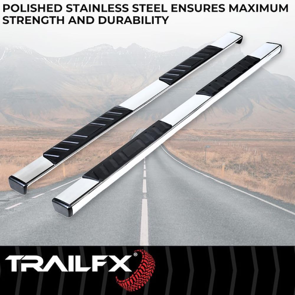 Trailfx TrailFX Truck Side Step Bars Fits 2020–2021 Chevrolet Silverado 1500 5 Inch Oval Bent Side Bars with - Outdoor Depot