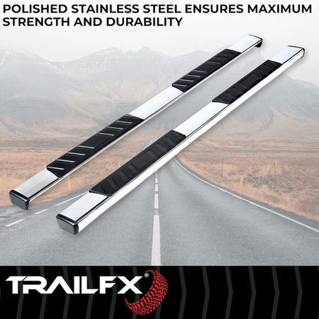 Trailfx TrailFX Truck Side Step Bars Fits 2020–2021 Chevrolet Silverado 1500 5 Inch Oval Bent Side Bars with - Outdoor Depot