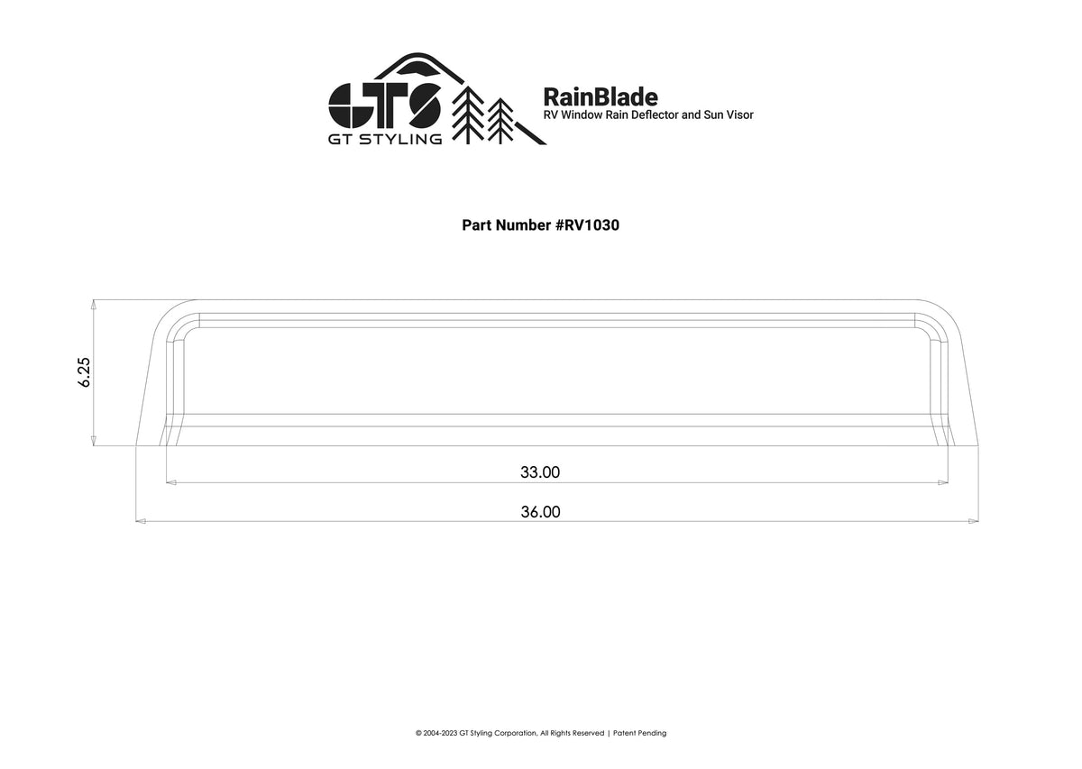GT Styling RainBlade RV Window Deflector and Sun Visor (Fits 30 inch Wide Window) Smoke - Outdoor Depot