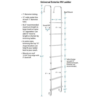 STROMBER 0139.2100 g Carlson LA-401 Universal Exterior RV Ladder, Heavy-Duty Rear Ladd... - view 5