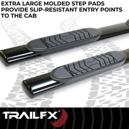 Trailfx Trailfx Side Step Bars Fits 2023–2025 GMC Sierra 1500 5 Inch Oval Straight Nerf Bars with Step Pads - Outdoor Depot